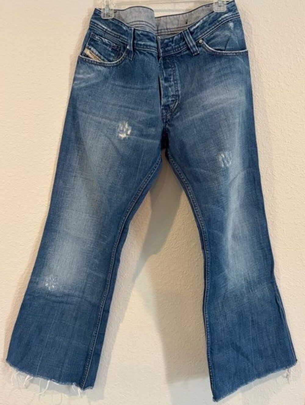 Diesel Industries Mens Relaxed Fit Raw Hem 100% Cotton Blue Denim Jeans SZ 34x28